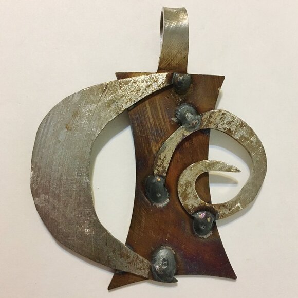 Crescent Pendant One Of A Kind Unique Handmade Stainless Steel Artisan New Gift - Picture 2 of 7